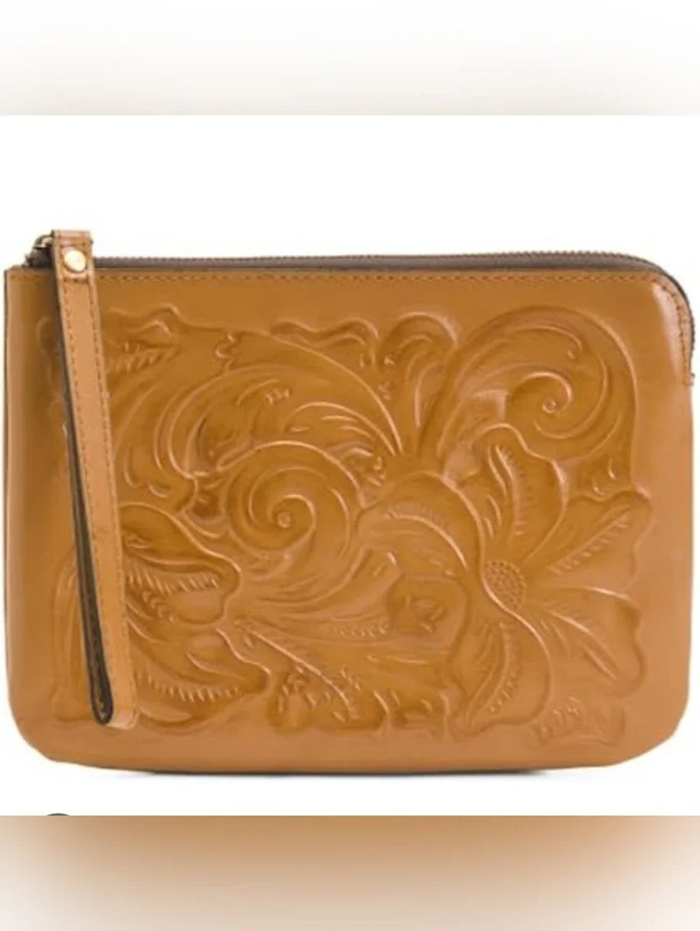 Patricia Nash - Embossed Leather Zip Folio in Biscuit Cassini Wristlet